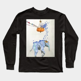 Beatrice Elephant with Blue Butterflies Long Sleeve T-Shirt